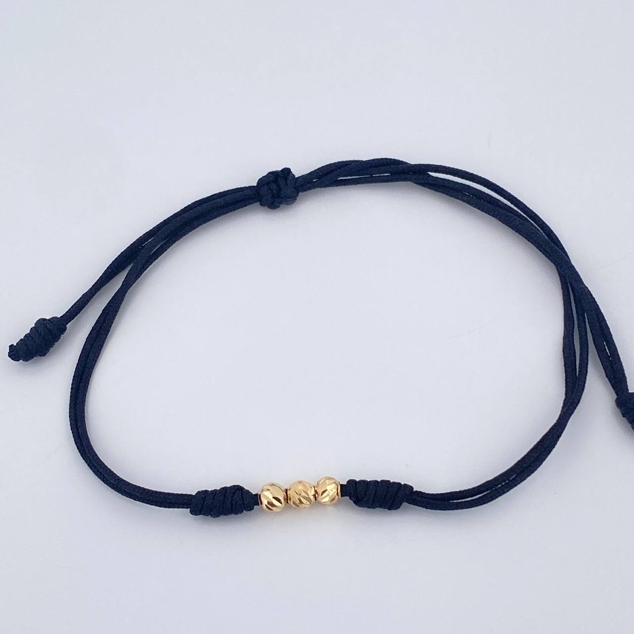 Pulsera Tejida Negra 0.15gr / 3mm Oro Amarillo 18K %