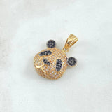 Dije Rostro Oso Panda 4.75gr / 2.5cm / Circones Blancos Negros Oro Amarillo 18K ©