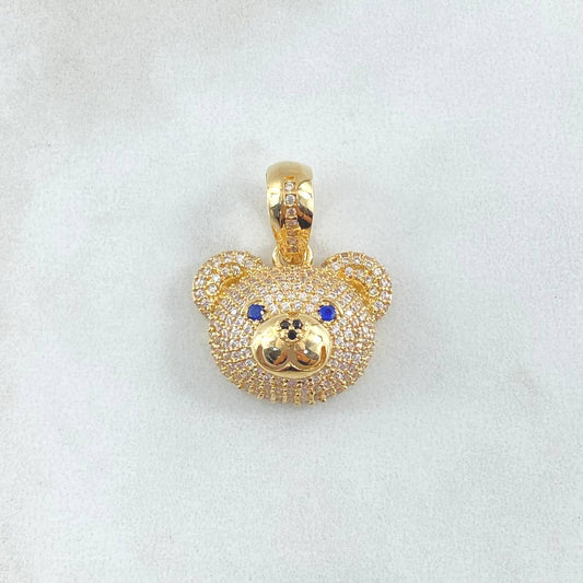 Dije Rostro Oso 6gr / 2.5cm / Circones Blancos Azules Oro Amarillo 18K ©