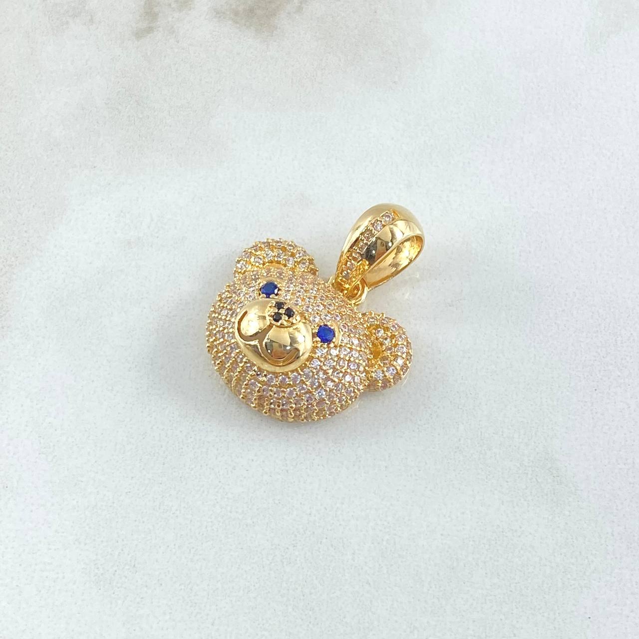 Dije Rostro Oso 6gr / 2.5cm / Circones Blancos Azules Oro Amarillo 18K ©