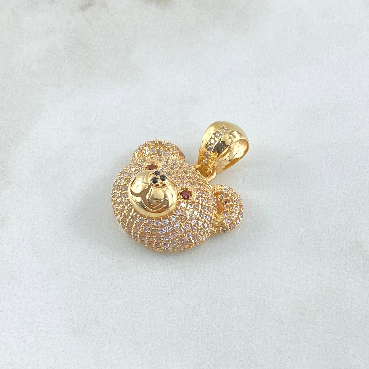 Dije Rostro Oso 5.9gr / 2.5cm / Circones Blancos Café Oro Amarillo 18K ©