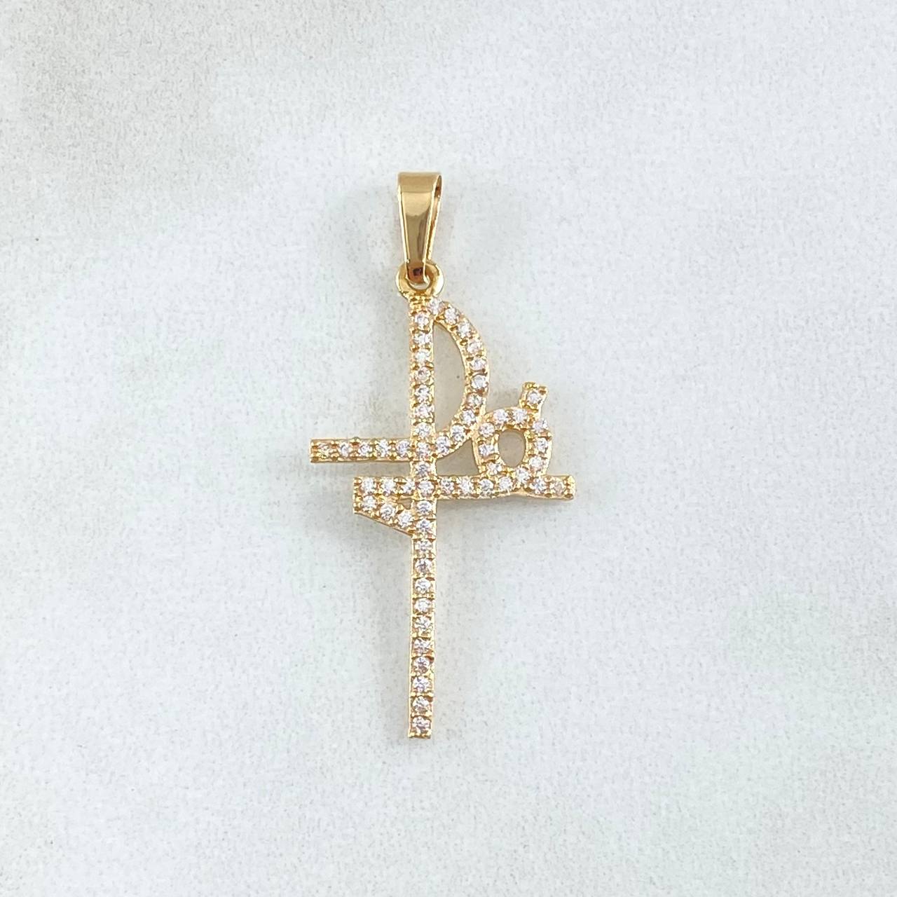 Dije Fé Tupido 1.4gr / 3.5cm / Circones Blancos Oro Amarillo 18K ©