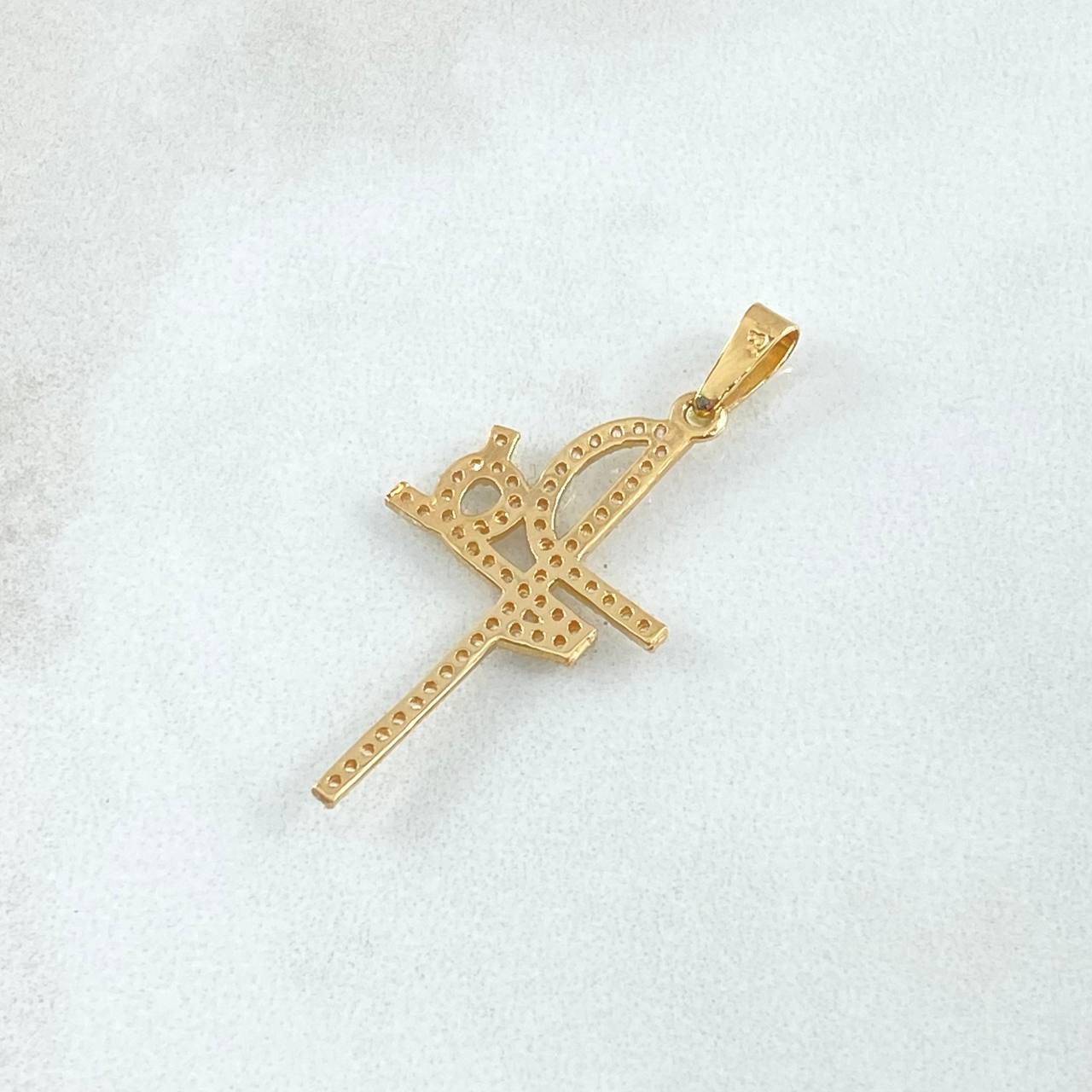 Dije Fé Tupido 1.4gr / 3.5cm / Circones Blancos Oro Amarillo 18K ©