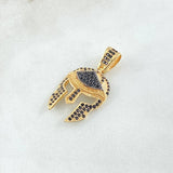 Dije Casco Gladiador 3.45gr / 3cm / Circones Negros Oro Amarillo 18K ©