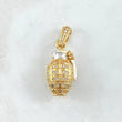 Dije Granada 6.8gr / 3.2cm / Circones Blancos Dos Oros Amarillo Blanco 18K ©