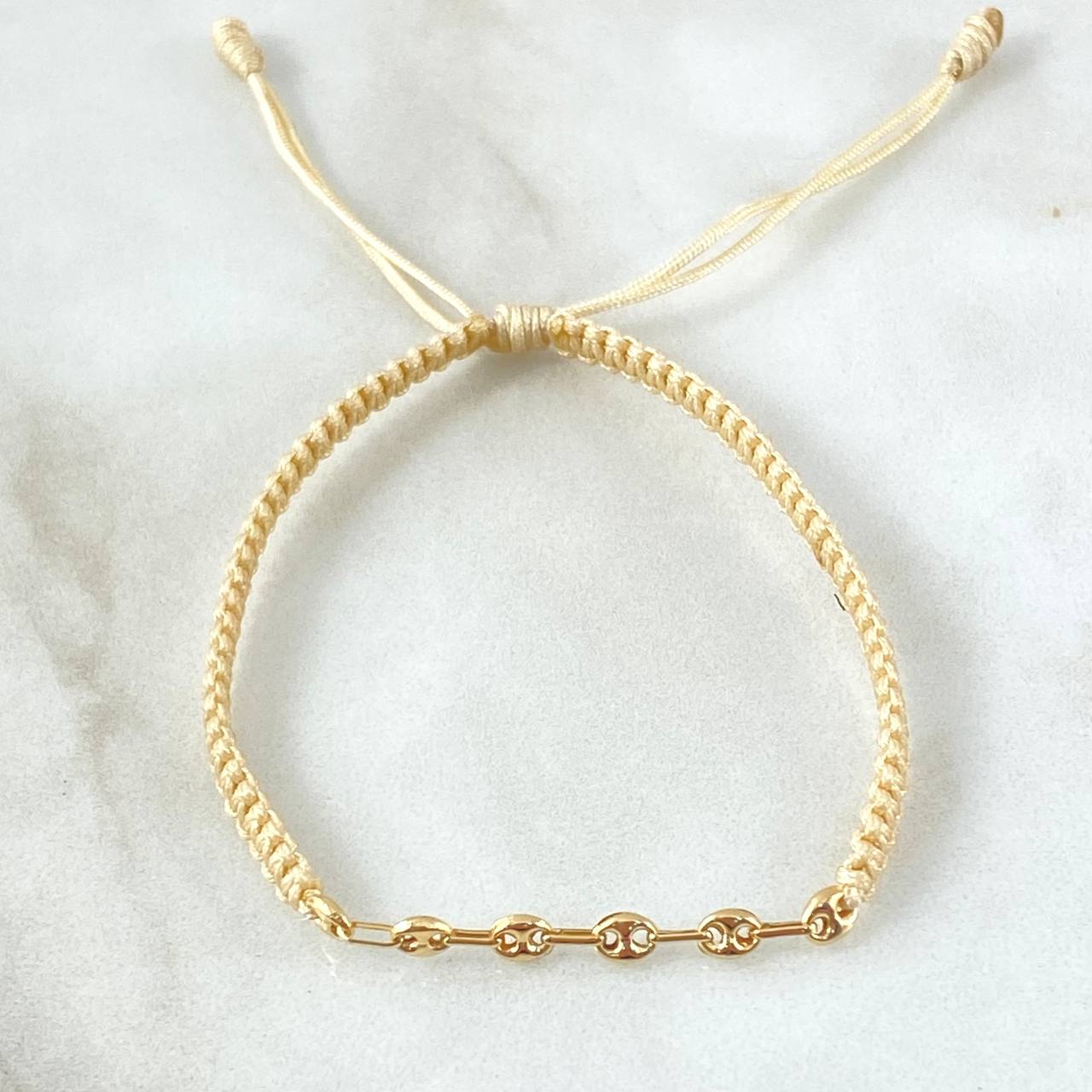 Pulsera Beige Retazo GC 0.35gr / 3.2mm Seis Eslabones Oro Amarillo 18K (Oferta)*