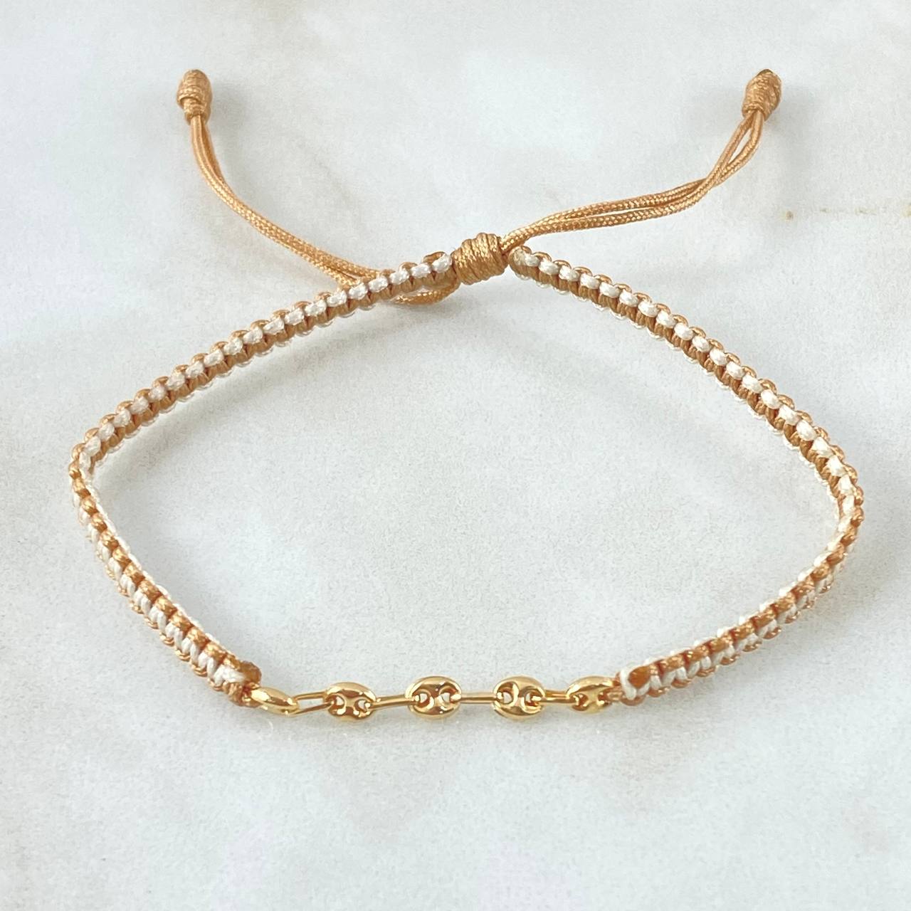 Pulsera Beige Retazo GC 0.3gr / 3.2mm Cinco Eslabones Oro Amarillo 18K (Oferta) *