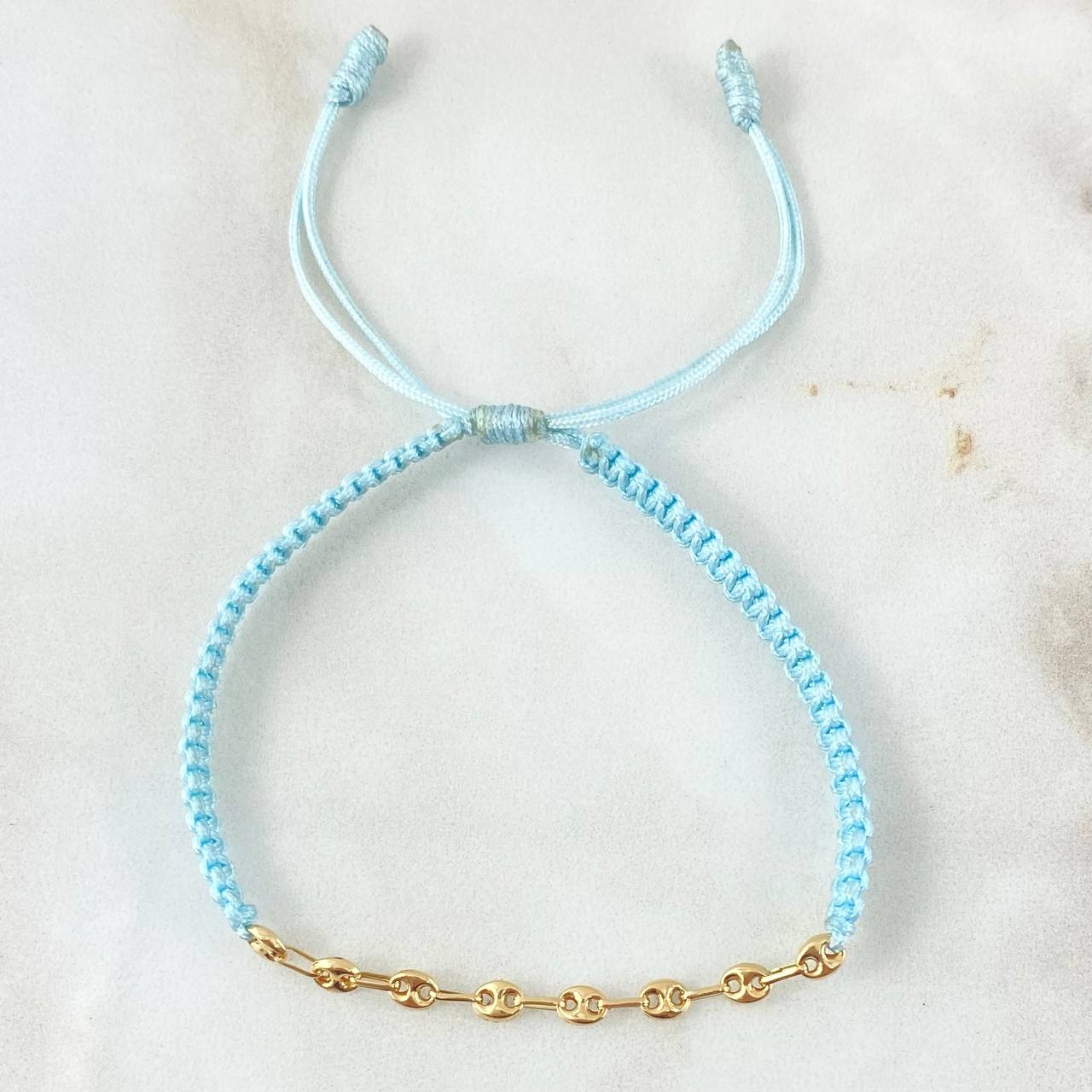 Pulsera Azul Retazo GC 0.5gr / 3.2mm Ocho Eslabones Oro Amarillo 18K (Oferta)