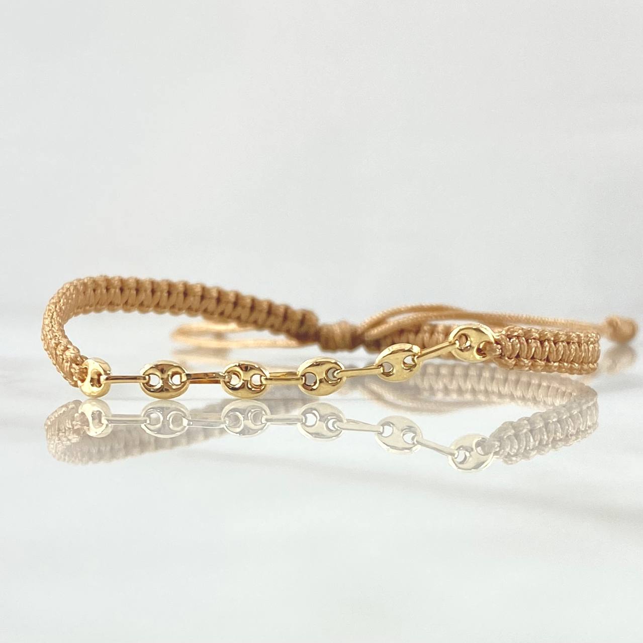 Pulsera Café Retazo GC 0.35gr / 3.2mm Seis Eslabones Oro Amarillo 18K (Oferta) *