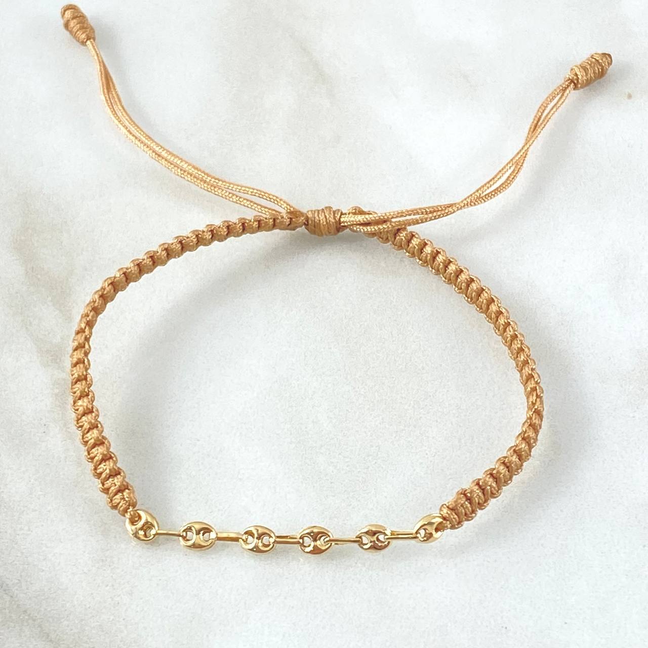 Pulsera Café Retazo GC 0.35gr / 3.2mm Seis Eslabones Oro Amarillo 18K (Oferta) *