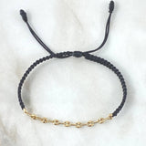 Pulsera Negra Retazo GC 0.55gr / 3.2mm Nueve Eslabones Oro Amarillo 18K (Oferta)