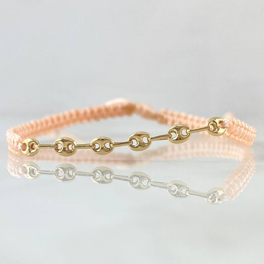 Pulsera Rosada Retazo GC 0.35gr / 3.2mm Seis Eslabones Oro Amarillo 18K (Oferta) *