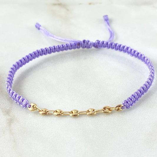 Pulsera Morada Retazo GC 0.45gr / 3.2mm Siete Eslabones Oro Amarillo 18K (Oferta)