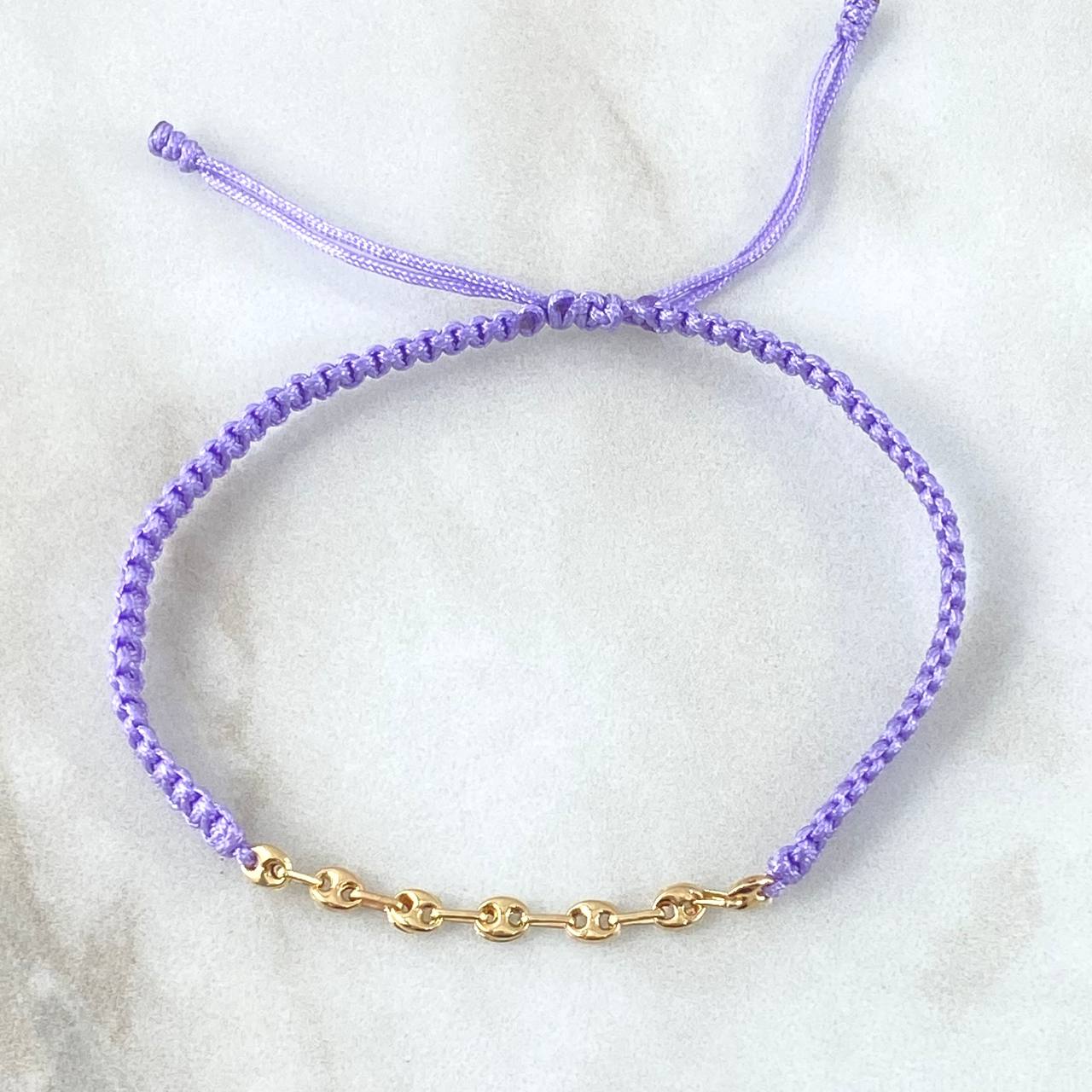 Pulsera Morada Retazo GC 0.45gr / 3.2mm Siete Eslabones Oro Amarillo 18K (Oferta)