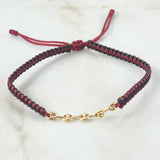 Pulsera Negra Retazo GC 0.3gr / 3.2mm Cinco Eslabones Oro Amarillo 18K (Oferta) *