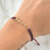 Pulsera Negra Retazo GC 0.3gr / 3.2mm Cinco Eslabones Oro Amarillo 18K (Oferta) *