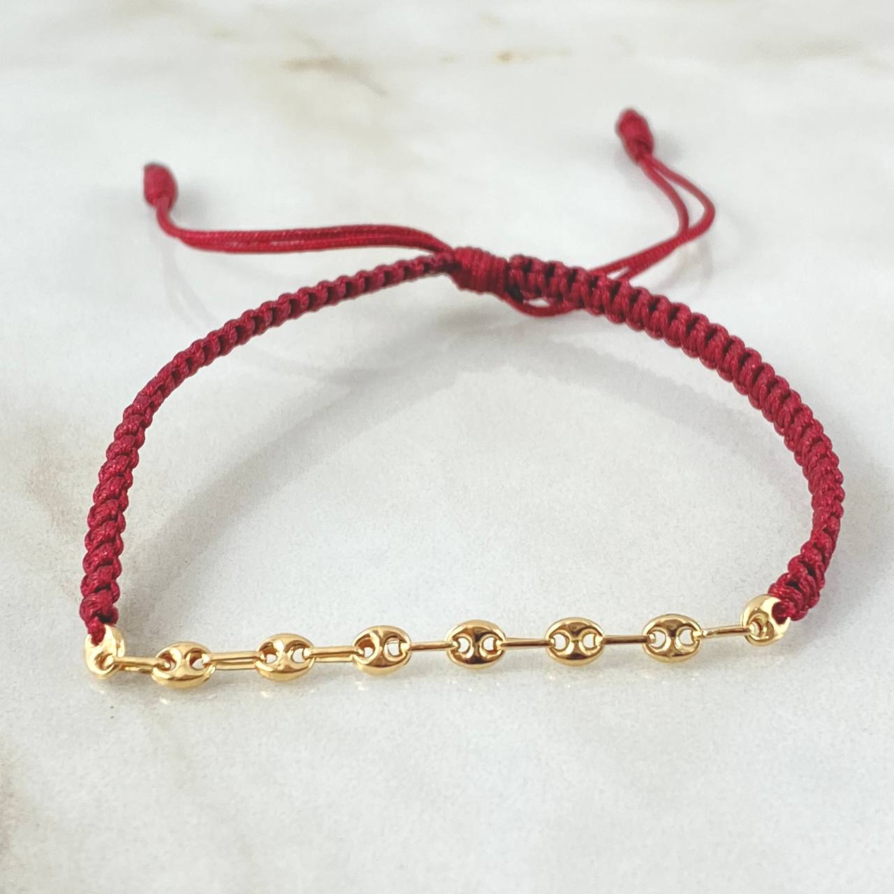 Pulsera Vino Tinto Retazo GC 0.5gr / 3.2mm Ocho Eslabones Oro Amarillo 18K (Oferta)