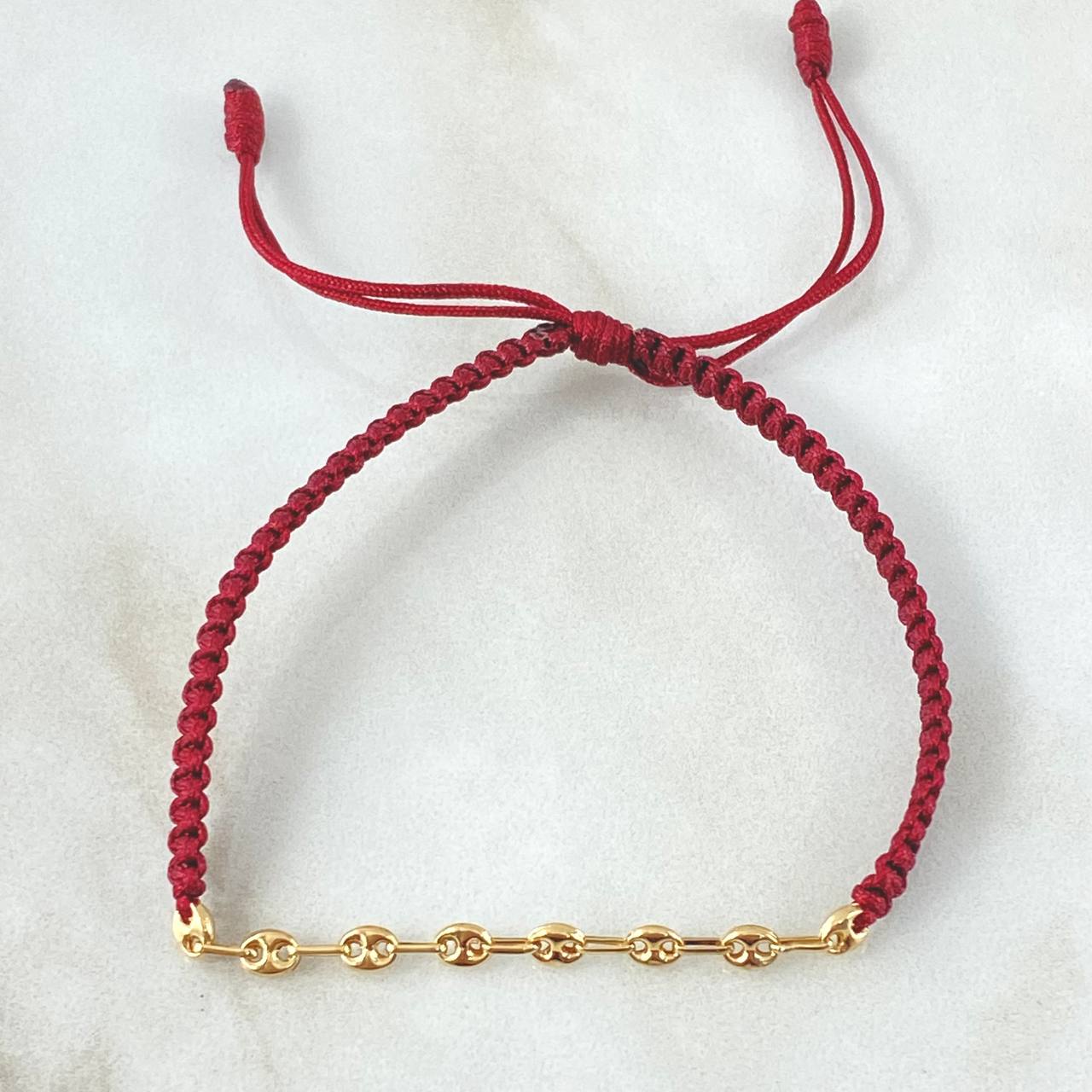 Pulsera Vino Tinto Retazo GC 0.5gr / 3.2mm Ocho Eslabones Oro Amarillo 18K (Oferta)
