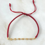 Pulsera Vino Tinto Retazo GC 0.5gr / 3.2mm Ocho Eslabones Oro Amarillo 18K (Oferta)