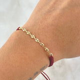 Pulsera Vino Tinto Retazo GC 0.5gr / 3.2mm Ocho Eslabones Oro Amarillo 18K (Oferta)