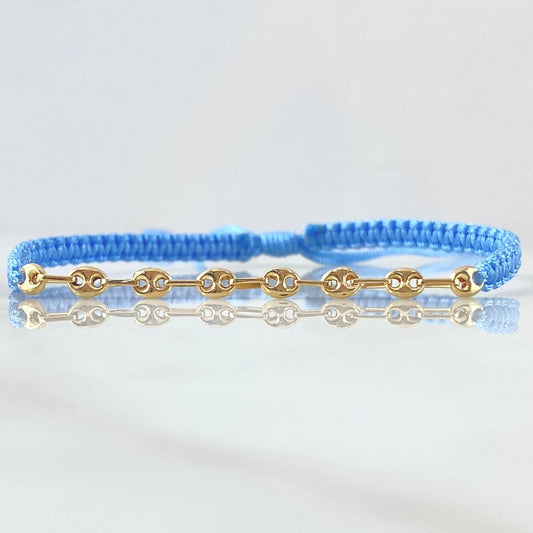 Pulsera Azul Retazo GC 0.5gr / 3.2mm Ocho Eslabones Oro Amarillo 18K (Oferta)