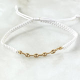 Pulsera Blanca Retazo GC 0.35gr / 3.2mm Seis Eslabones Oro Amarillo 18K (Oferta) *