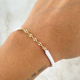 Pulsera Blanca Retazo GC 0.35gr / 3.2mm Seis Eslabones Oro Amarillo 18K (Oferta) *