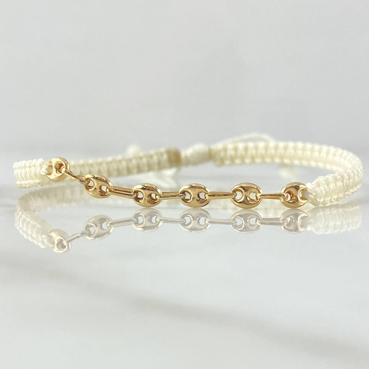 Pulsera Marfil Retazo GC 0.35gr / 3.2mm Seis Eslabones Oro Amarillo 18K (Oferta) *