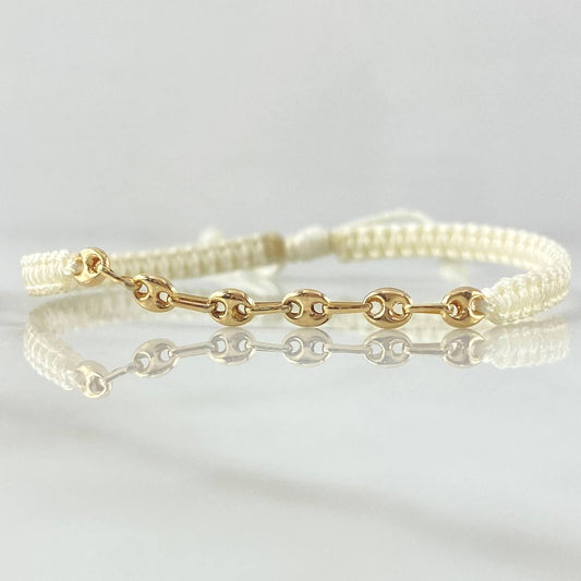 Pulsera Marfil Retazo GC 0.35gr / 3.2mm Seis Eslabones Oro Amarillo 18K (Oferta) *