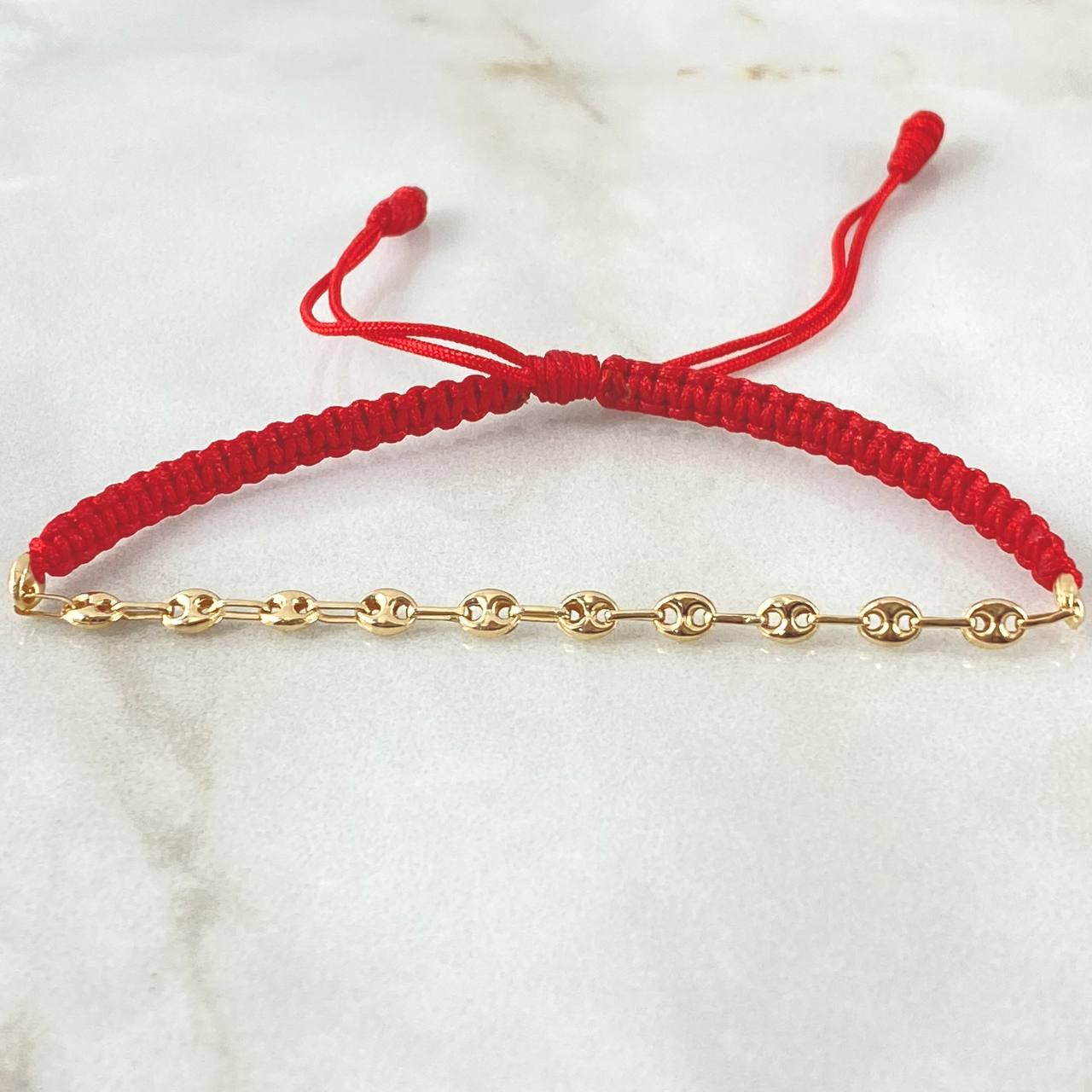 Pulsera Roja Retazo GC 0.7gr / 3.2mm Doce Eslabones Oro Amarillo 18K (Oferta)