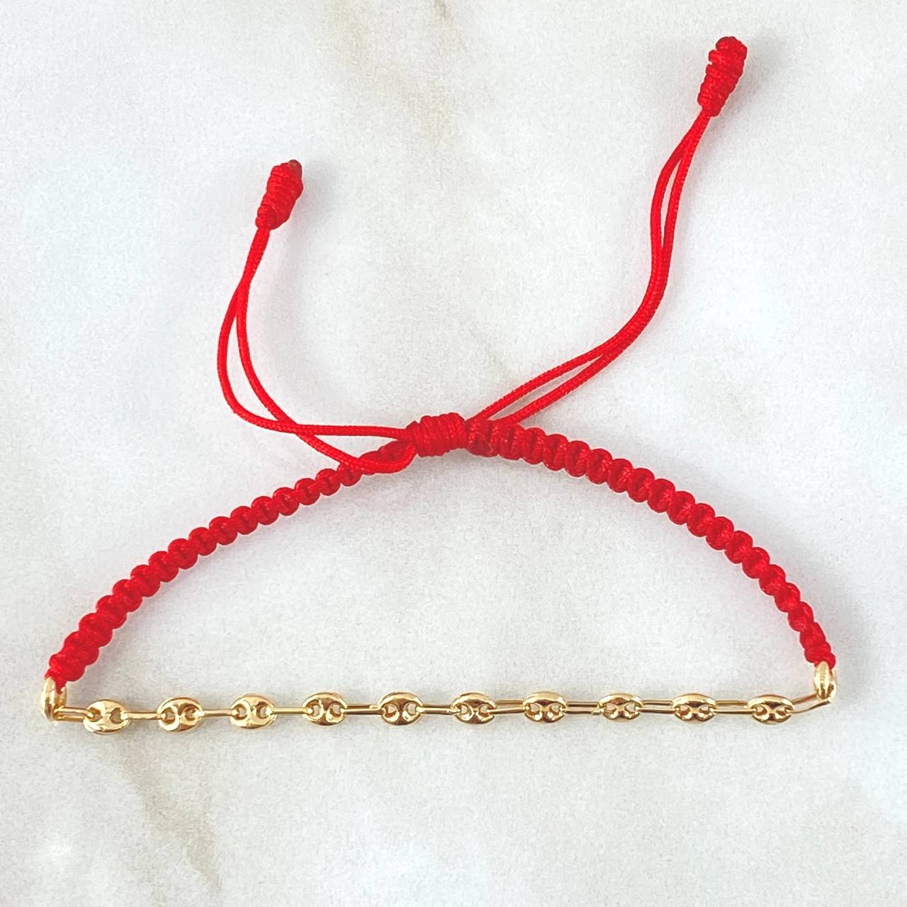 Pulsera Roja Retazo GC 0.7gr / 3.2mm Doce Eslabones Oro Amarillo 18K (Oferta)