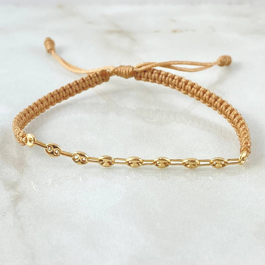 Pulsera Beige Retazo GC 0.55gr / 3.2mm Nueve Eslabones Oro Amarillo 18K (Oferta)