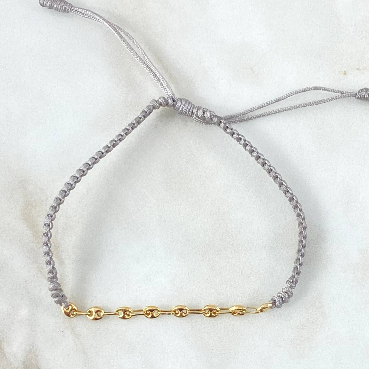 Pulsera Gris Retazo GC 0.5gr / 3.2mm Ocho Eslabones Oro Amarillo 18K (Oferta)