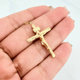 Dije Cruz Cristo Puntas Planas 1.3 g / 3.8 cm Oro Amarillo 18K
