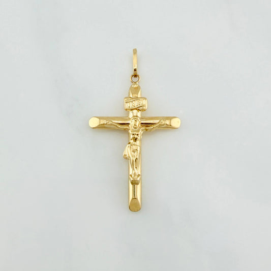 Dije Cruz Cristo Puntas Planas 1.3 g / 3.8 cm Oro Amarillo 18K