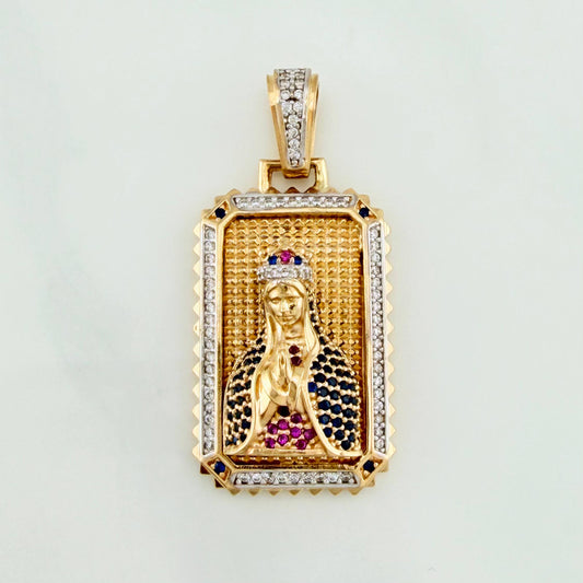 Dije Virgen Maria 12.35 g / 4.5 cm Dos Oros Amarillo Blanco 18K