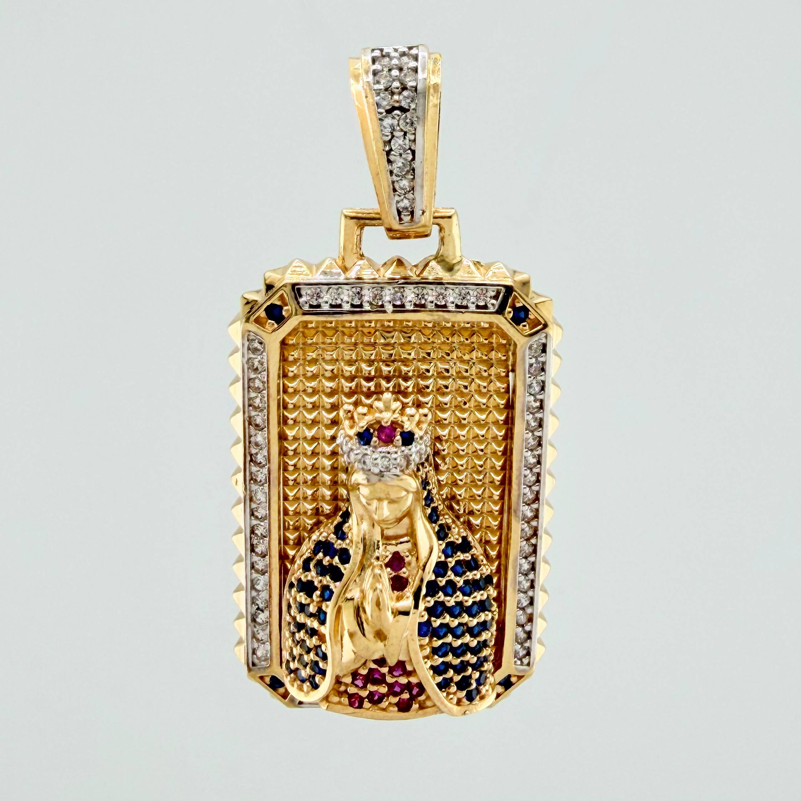 Dije Virgen Maria 12.35 g / 4.5 cm Dos Oros Amarillo Blanco 18K