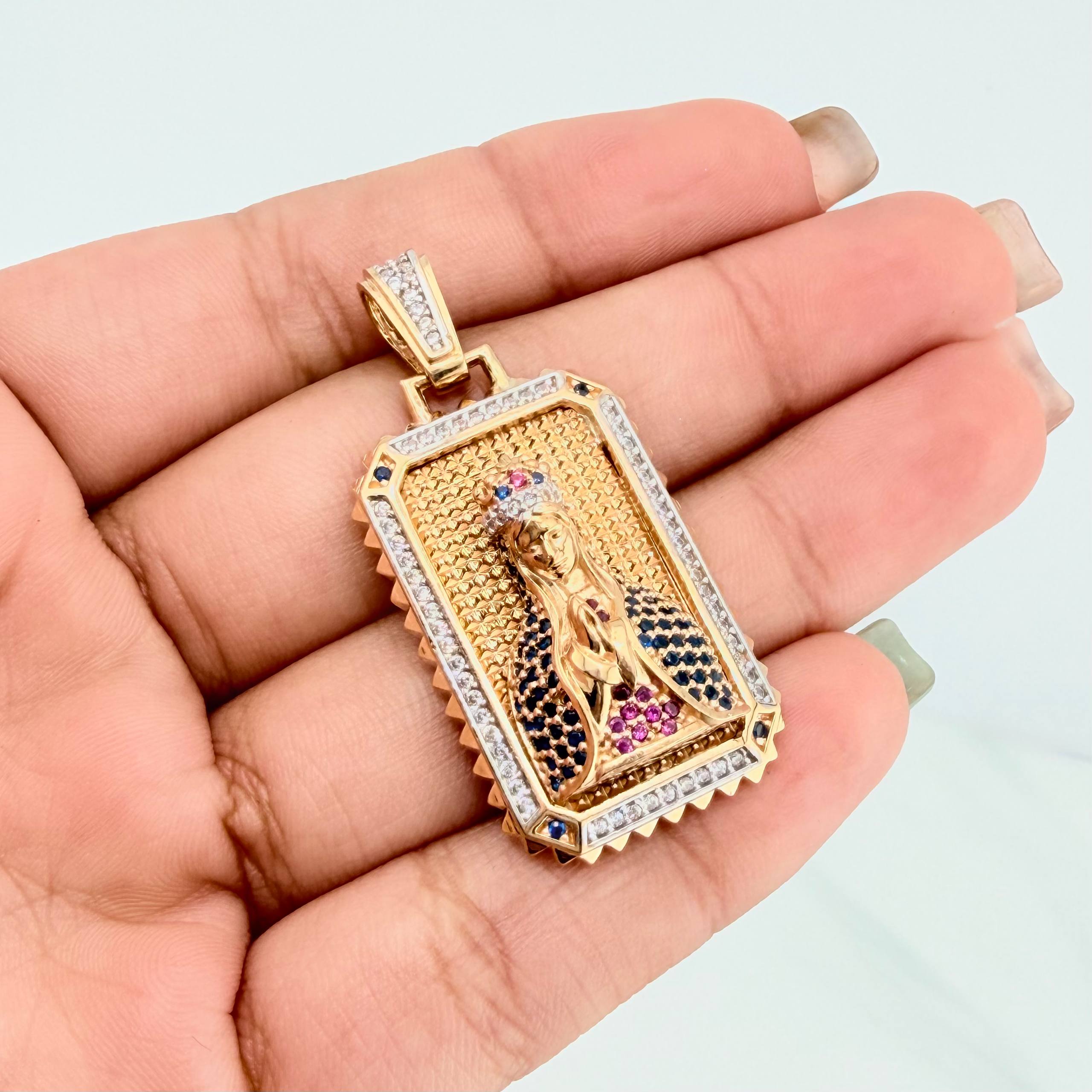 Dije Virgen Maria 12.35 g / 4.5 cm Dos Oros Amarillo Blanco 18K