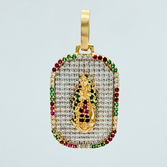 Dije Virgen De Guadalupe 5.45 g / 3.5 cm Dos Oros Amarillo Blanco 18K