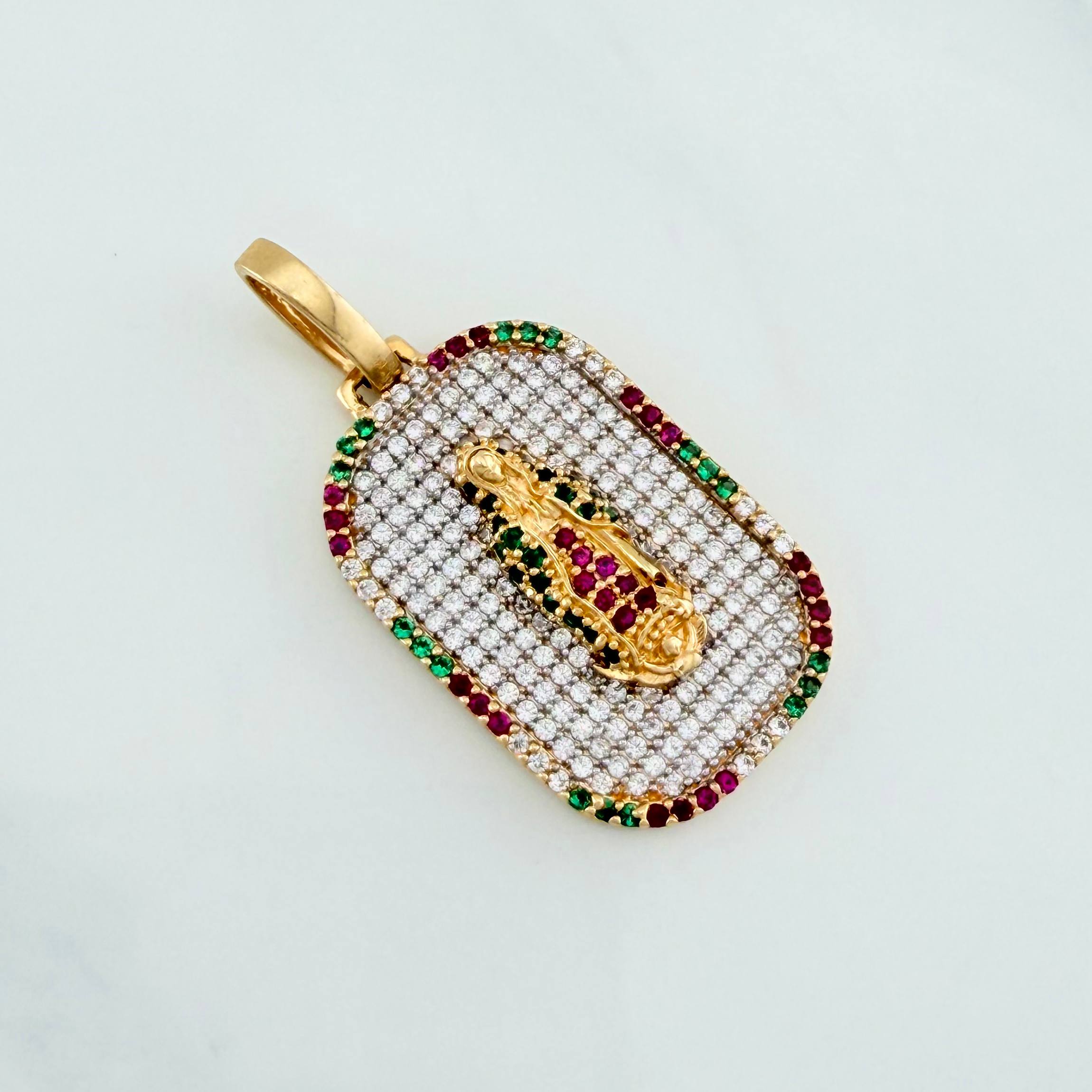Dije Virgen De Guadalupe 5.45 g / 3.5 cm Dos Oros Amarillo Blanco 18K