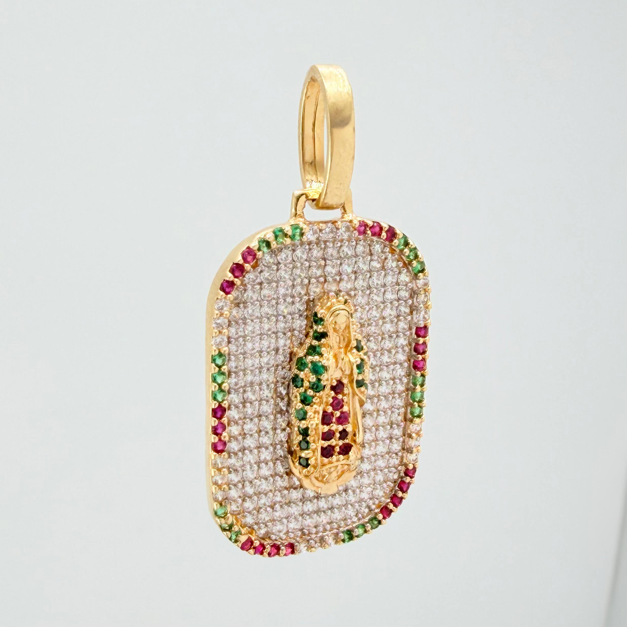 Dije Virgen De Guadalupe 5.45 g / 3.5 cm Dos Oros Amarillo Blanco 18K