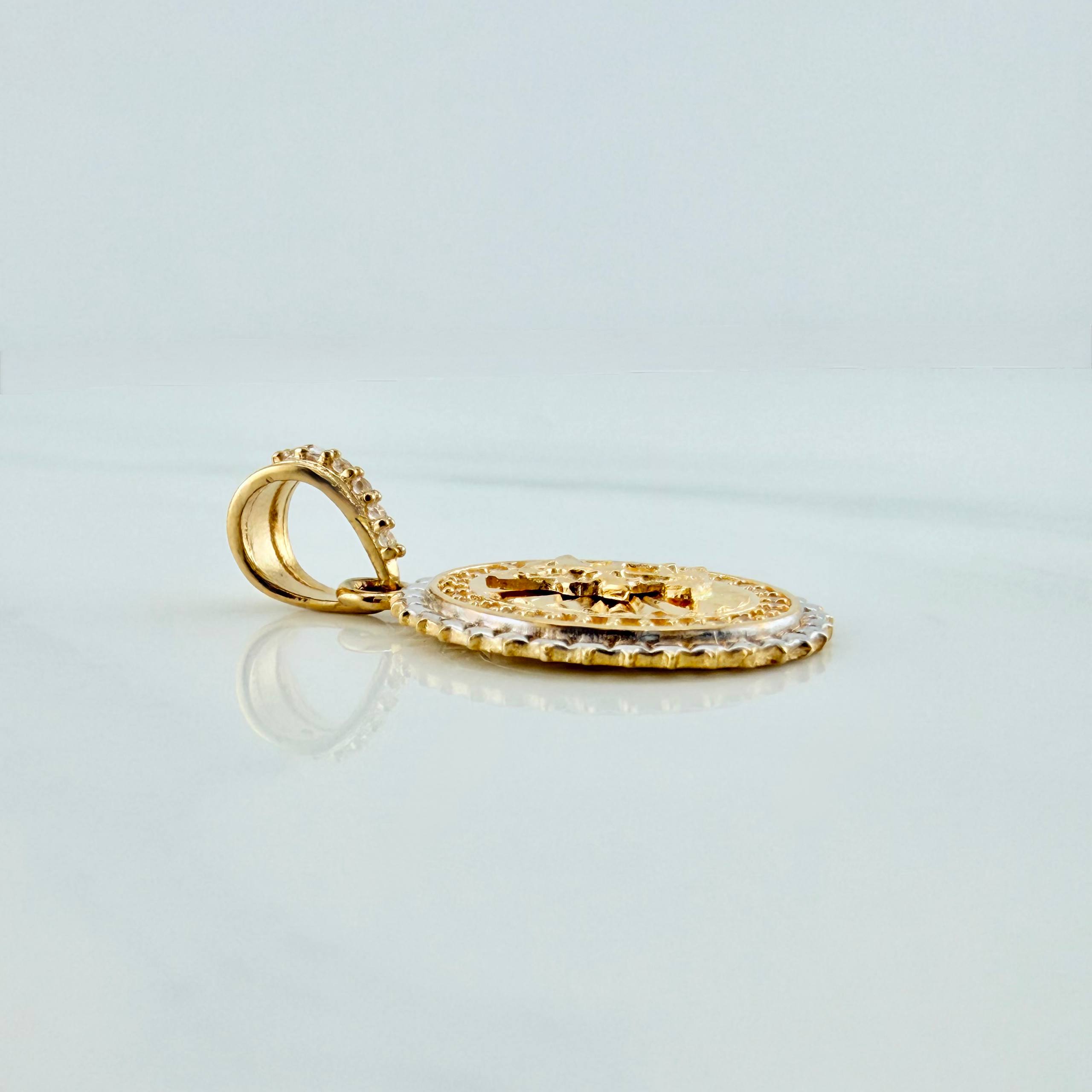 Dije San Miguel Arcangel 2.85 g / 2.5 cm Dos Oros Amarillo Blanco 18K