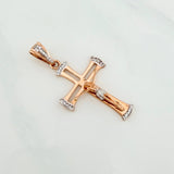 Dije Cruz Cristo 3.4 g / 4.5 cm Dos Oros Blanco Rosa 18K