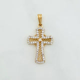 Dije Cruz 1.85 g / 3 cm Dos Oros Amarillo Blanco 18K