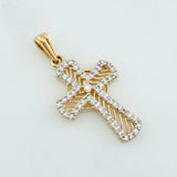 Dije Cruz 1.85 g / 3 cm Dos Oros Amarillo Blanco 18K