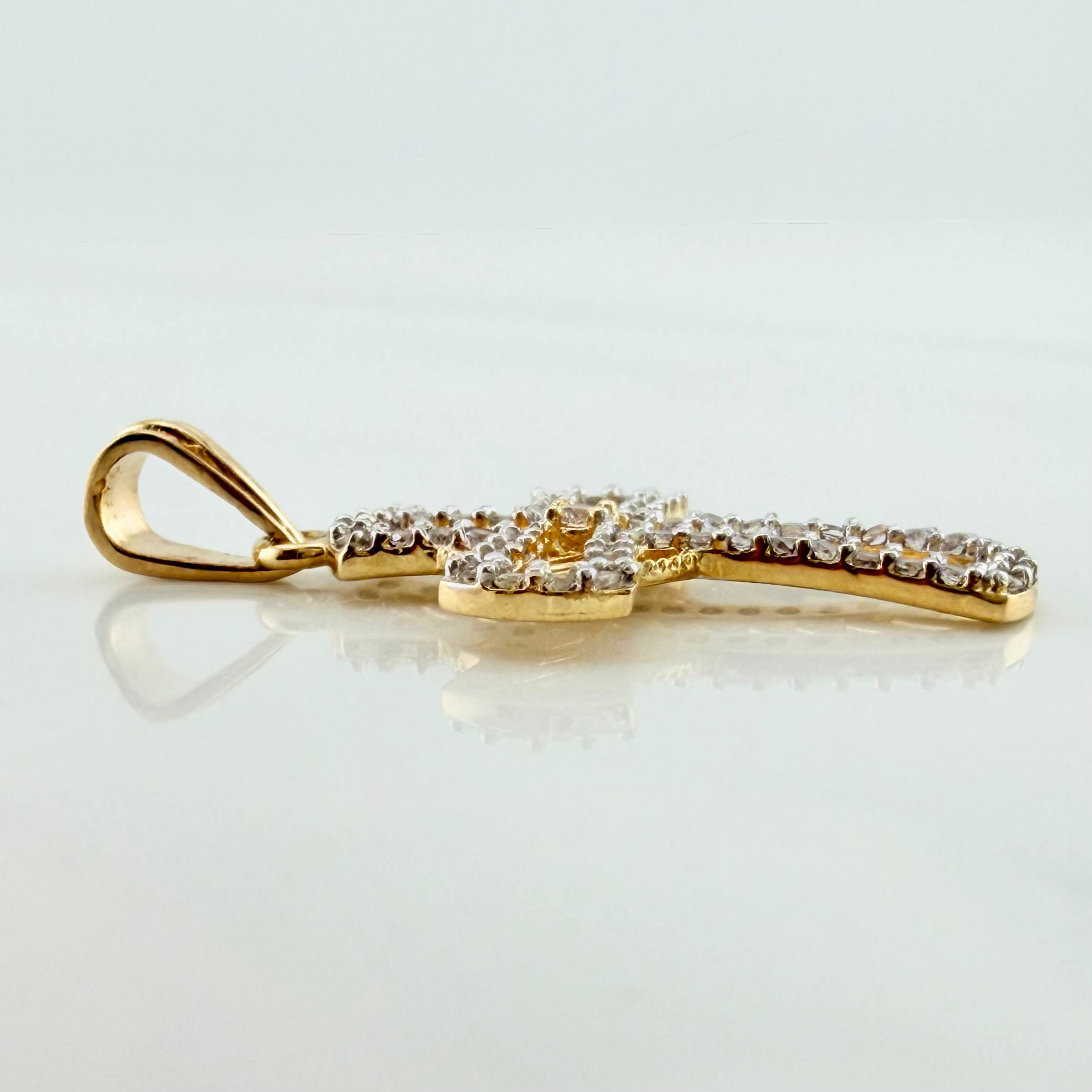 Dije Cruz 1.85 g / 3 cm Dos Oros Amarillo Blanco 18K