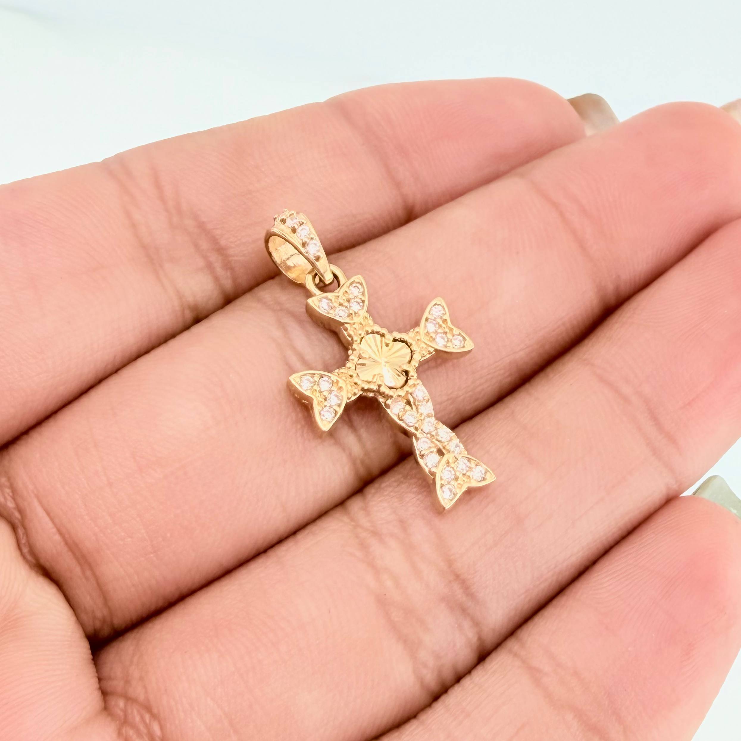 Dije Cruz Trebol 1.65 g / 2.5 cm Oro Amarillo 18K