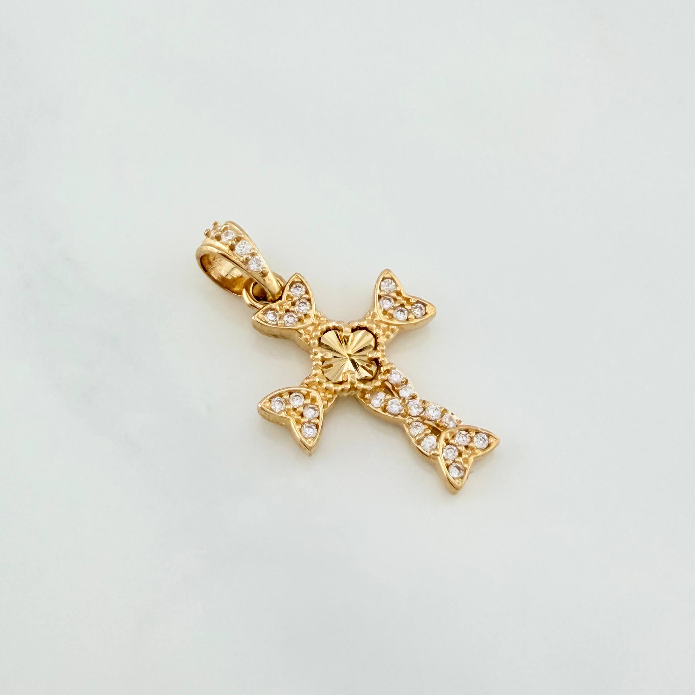 Dije Cruz Trebol 1.65 g / 2.5 cm Oro Amarillo 18K