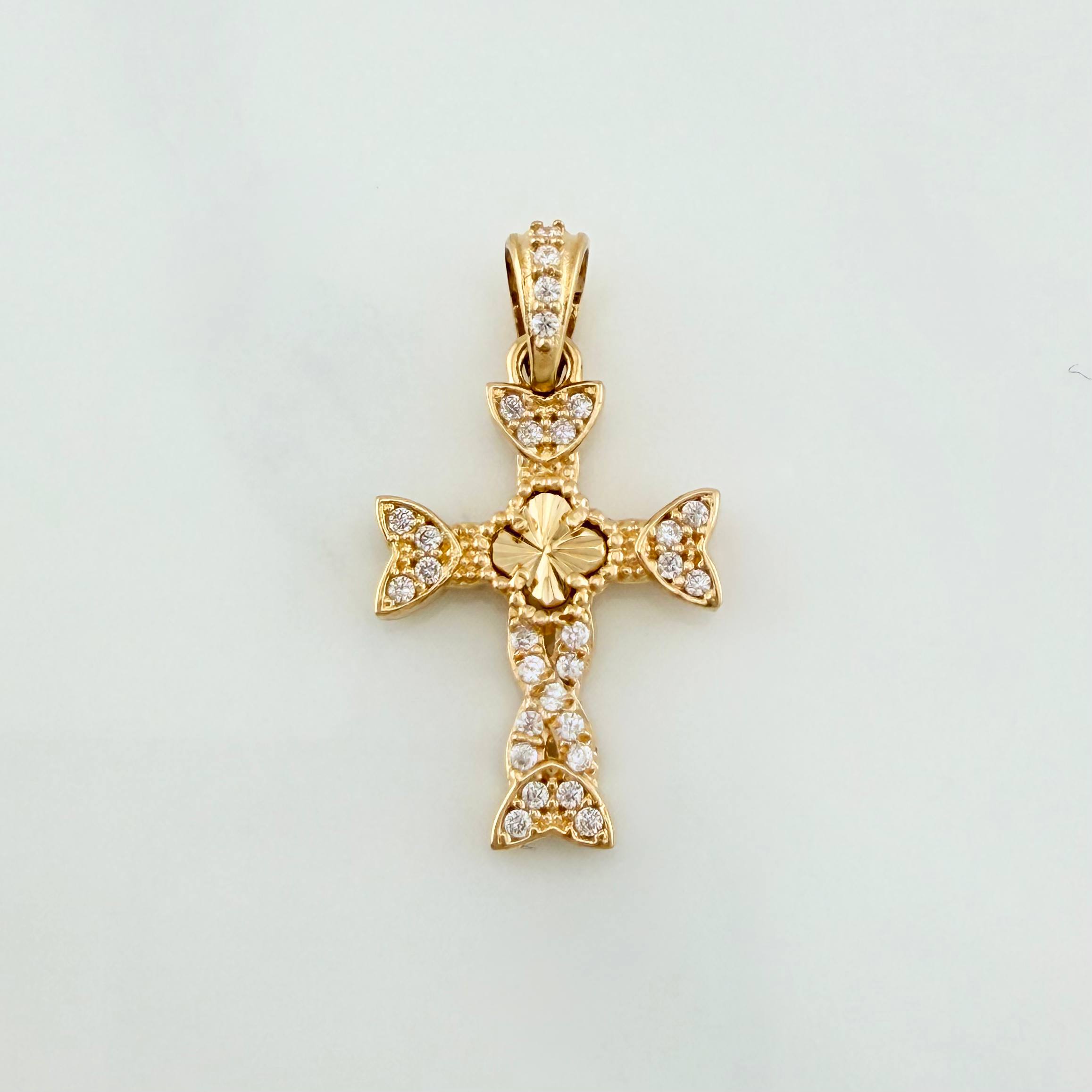 Dije Cruz Trebol 1.65 g / 2.5 cm Oro Amarillo 18K