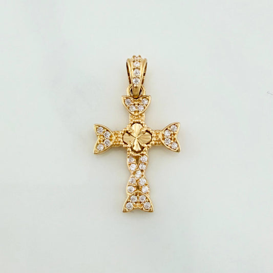 Dije Cruz Trebol 1.65 g / 2.5 cm Oro Amarillo 18K